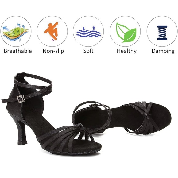 Satin Salsa Ballroom Professional Dancing Shoes - Picture 6 of 9